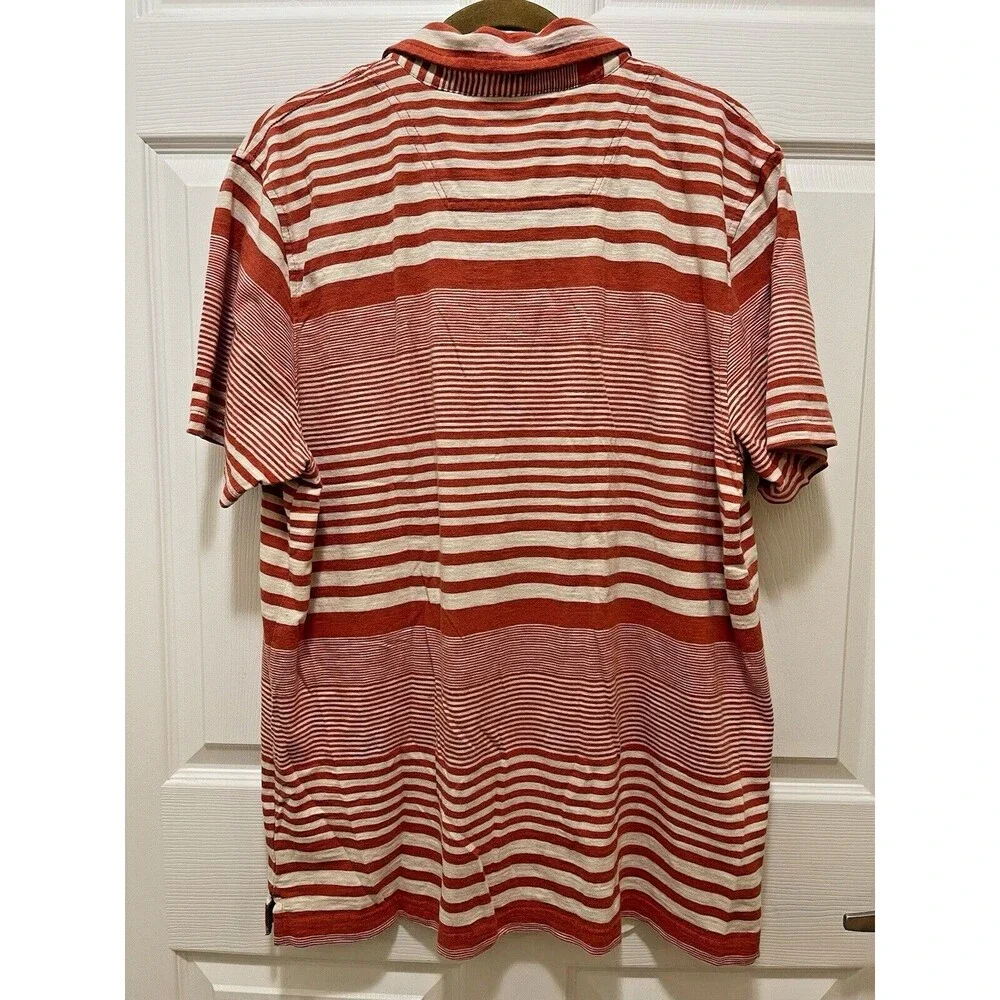 The North Face Men's Polo Shirt XL Short Sleeve Stripe Cotton Orange White